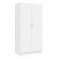 Armoire de chambre avec étagères réglables, blanc