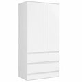 Armoire de Chambre Enfant avec Tiroirs et Penderie, Rangement Blanc 90 cm