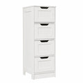 Meuble de Rangement Salle de Bain 4 Tiroirs Blanc