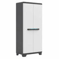 Armoire Haute en Plastique Gris Clair et Noir 68 x 39 x 173 cm