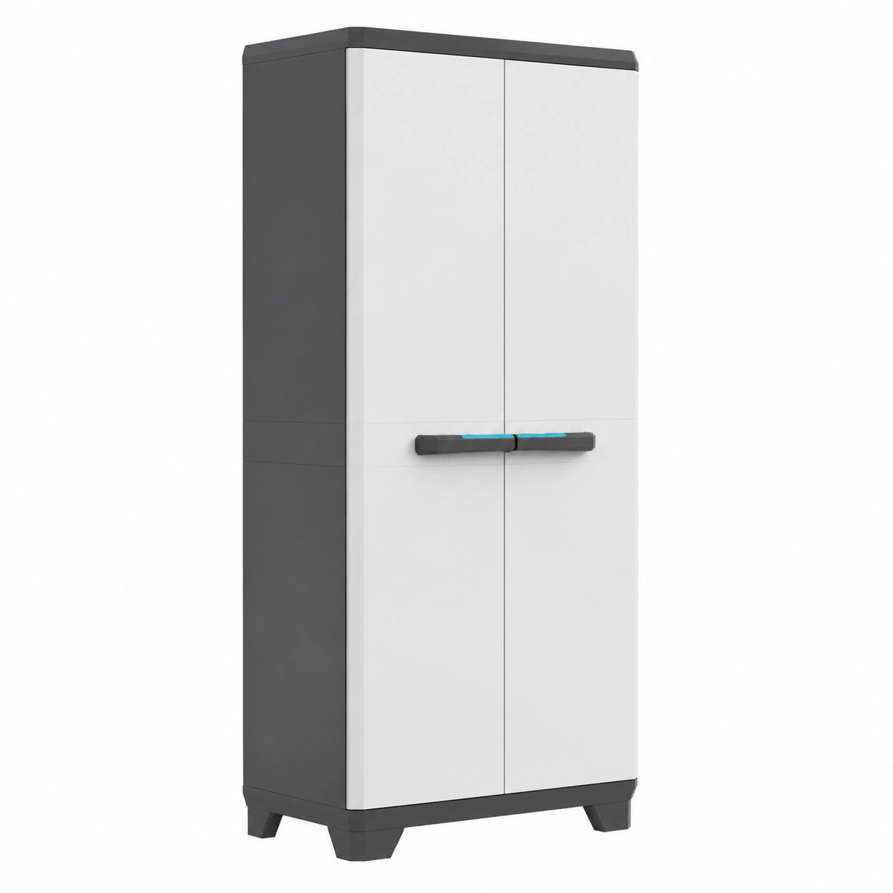 Armoire Haute en Plastique Gris Clair et Noir 68 x 39 x 173 cm