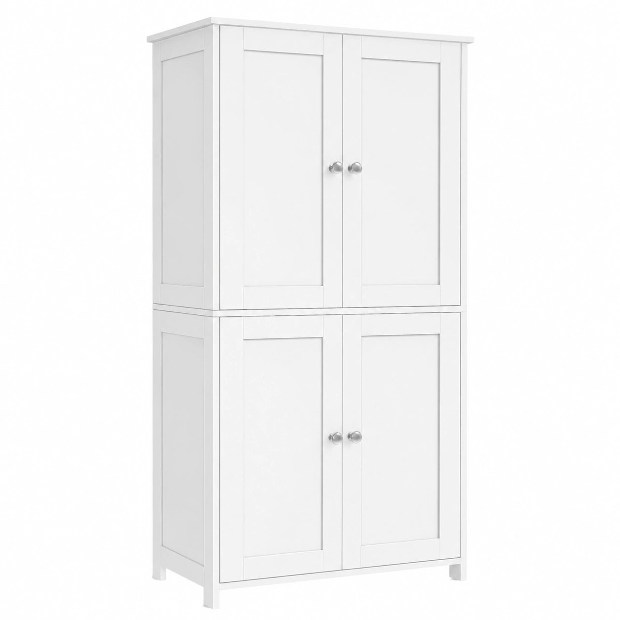 Armoire de Salle de Bain avec Étagères Réglables et Portes, Blanc
