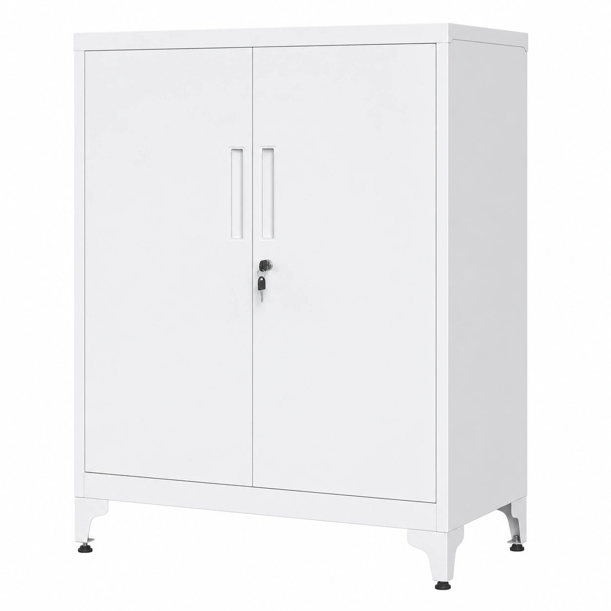 Caisson de bureau verrouillable en acier à 2 portes pour salon, gris mat