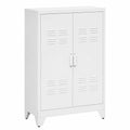 Armoire de rangement métallique à 3 niveaux avec portes et étagères ajustables