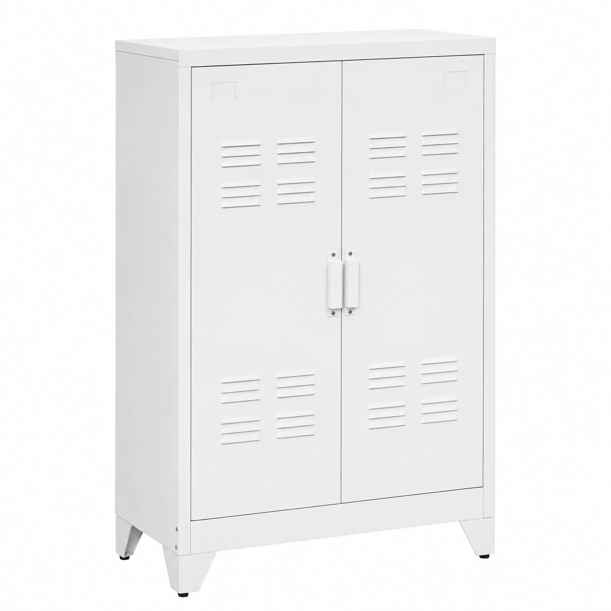 Armoire de rangement métallique à 3 niveaux avec portes et étagères ajustables