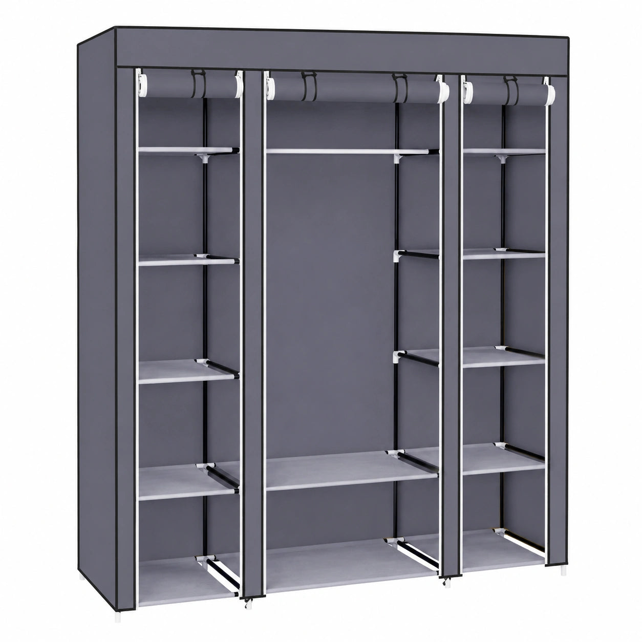 Armoire portable en tissu avec housse et plusieurs compartiments pour vêtements