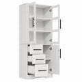Armoire de salle de bain avec tiroirs et étagères ajustables, portes vitrées et éclairage LED