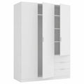 Armoire penderie 3 portes et 3 tiroirs en blanc, dimensions compactes