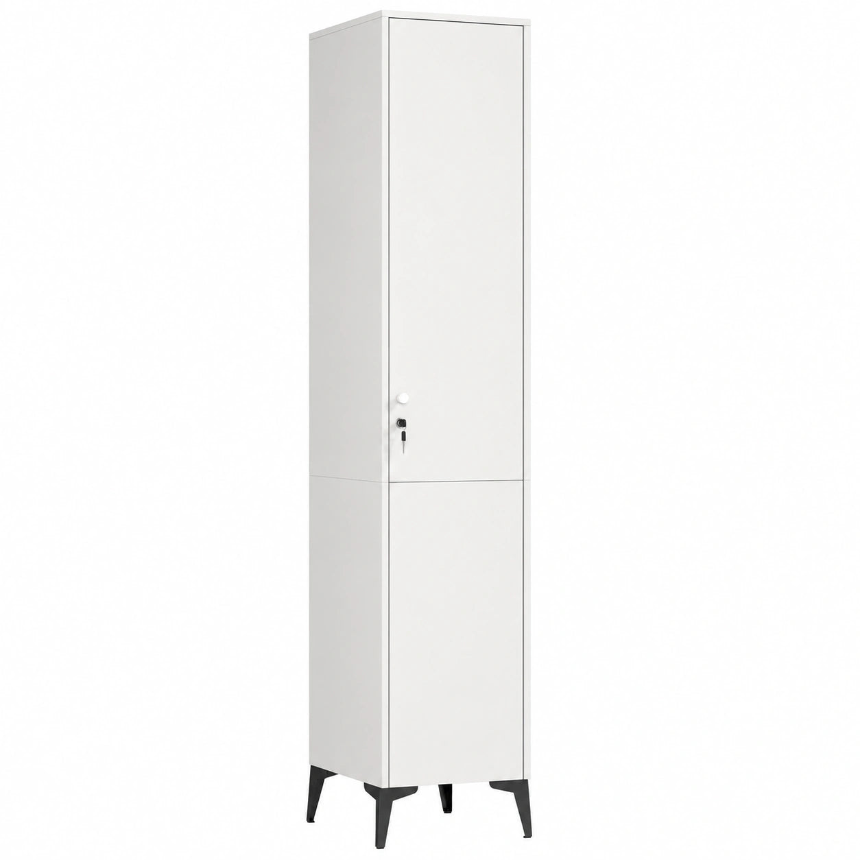 Armoire de Rangement Étroit avec Tringle et Étagères, Porte à Serrure, 36 x 40 x 180 cm, Blanc