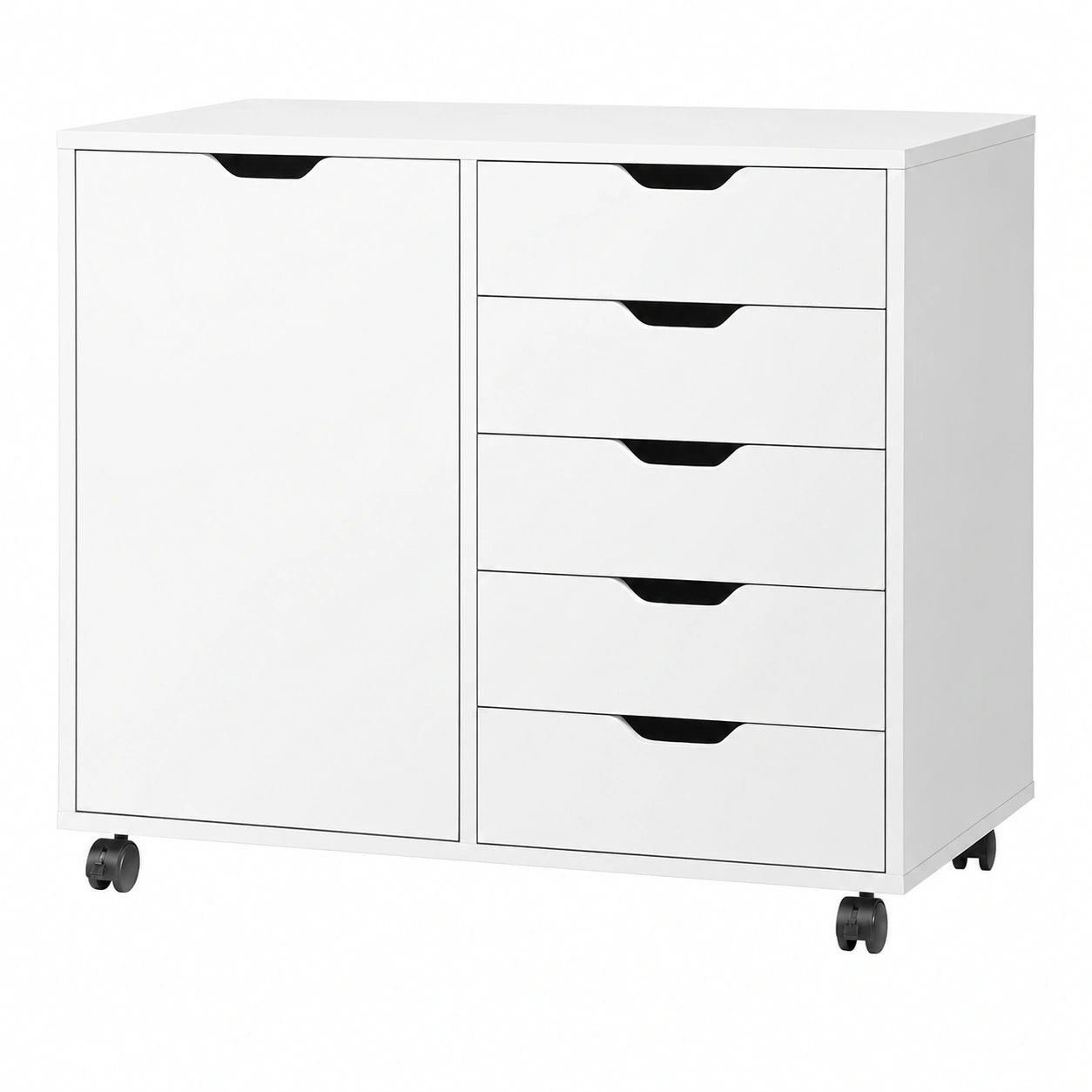 Caisson de Bureau avec Rangement 5 Tiroirs et 2 Niveaux