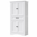 Armoire de salle de bain à deux portes et tiroir, ajustable pour salle de bain, cuisine ou bureau, blanc, 73 x 130 x 31 cm