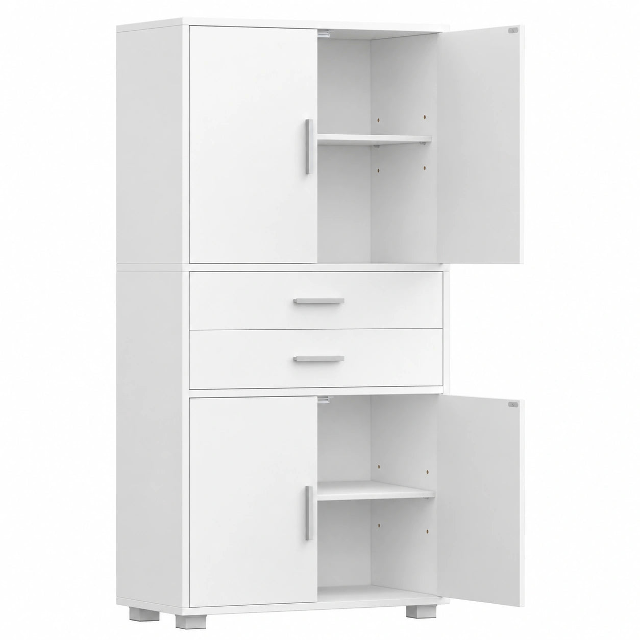 Armoire Salle de Bain Haute avec Étagère Réglable et Tiroirs
