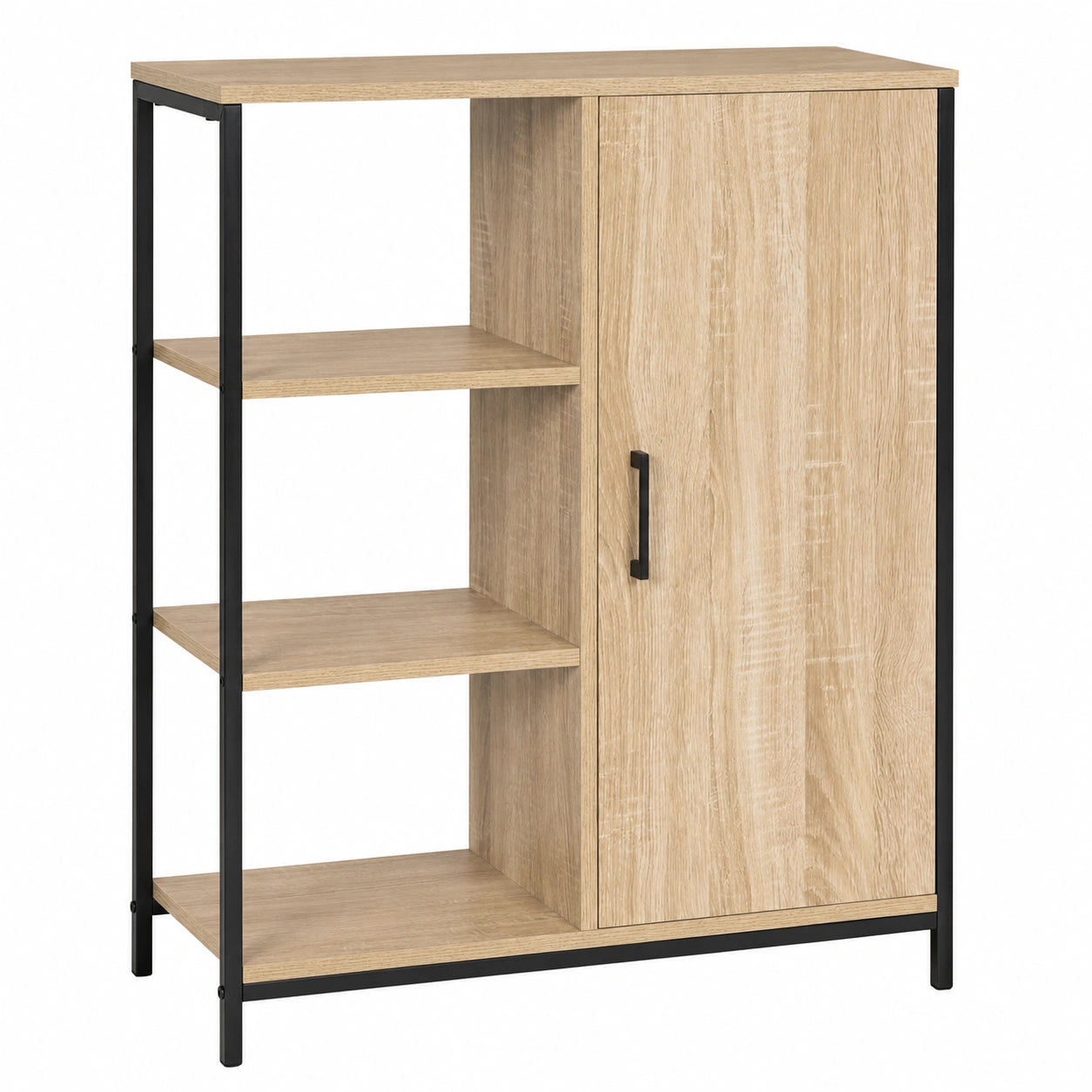 Buffet d'appoint 3 étagères avec placard 70 cm style industriel