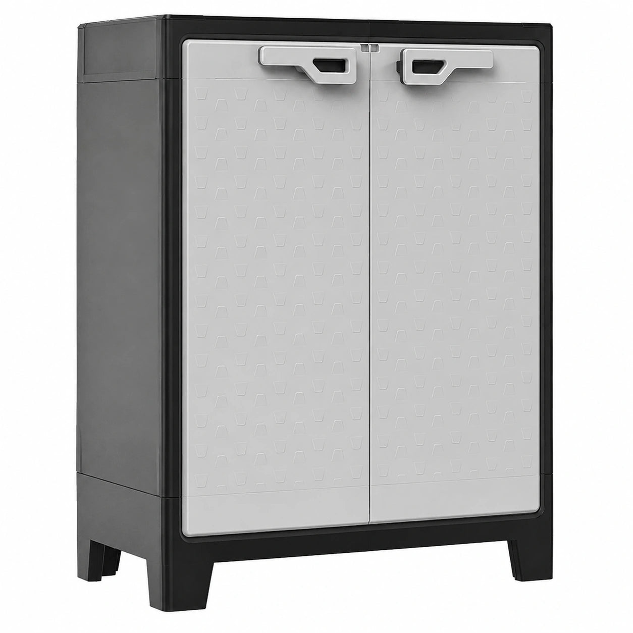 Armoire de rangement basse en résine avec étagères modulables