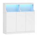 Armoire de Bain avec Éclairage et Étagères Réglables, 3 Portes