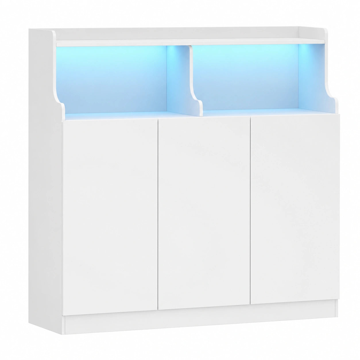 Armoire de Bain avec Éclairage et Étagères Réglables, 3 Portes