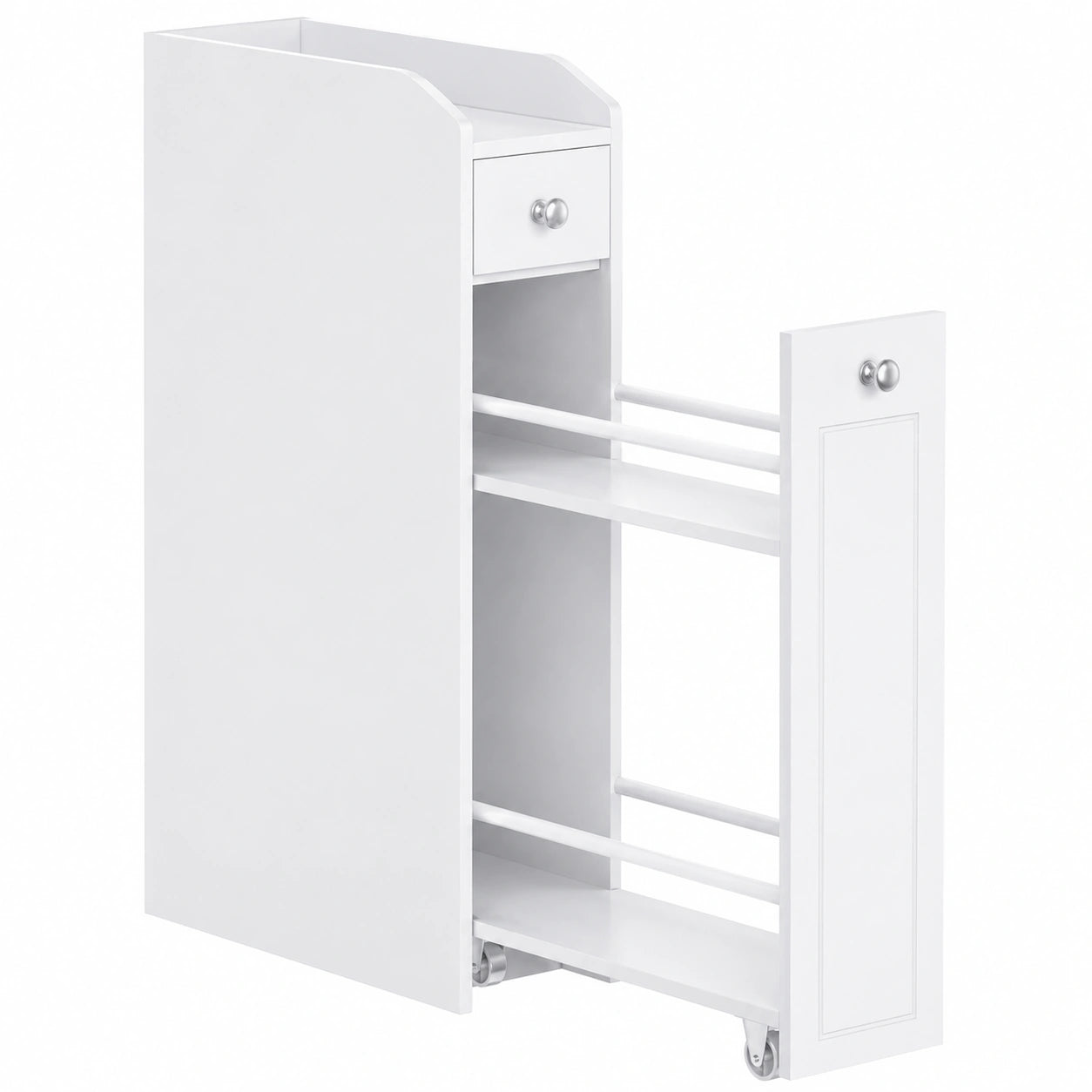 Armoire de Salle de Bains Étroit avec Tiroir, Blanc