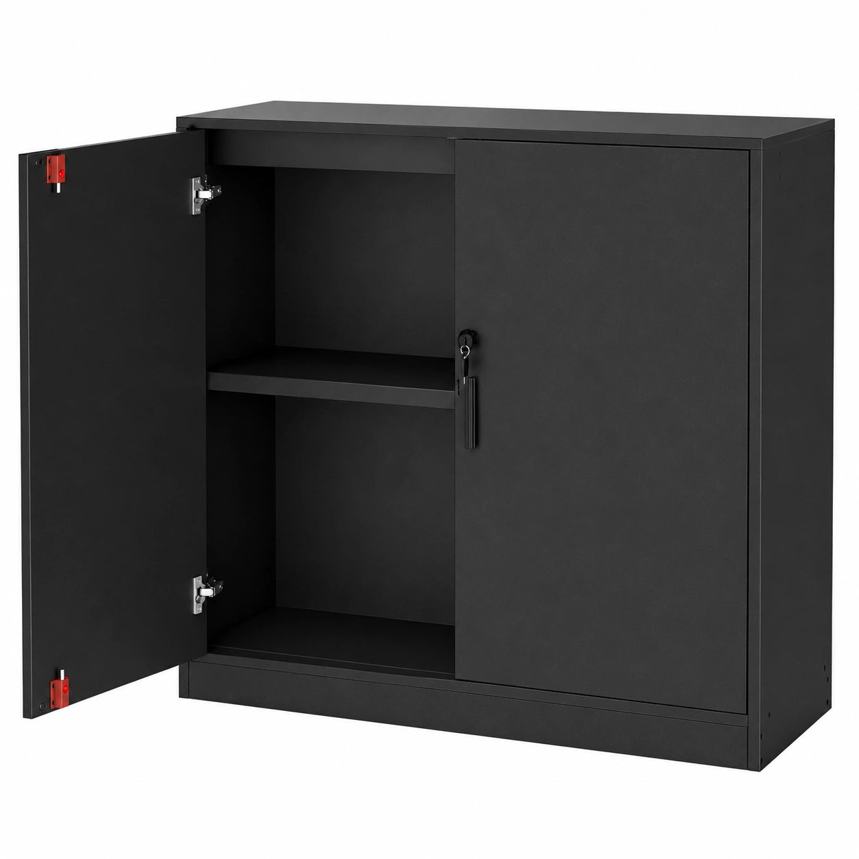 Armoire de rangement verrouillable pour bureau avec étagères ajustables, noire