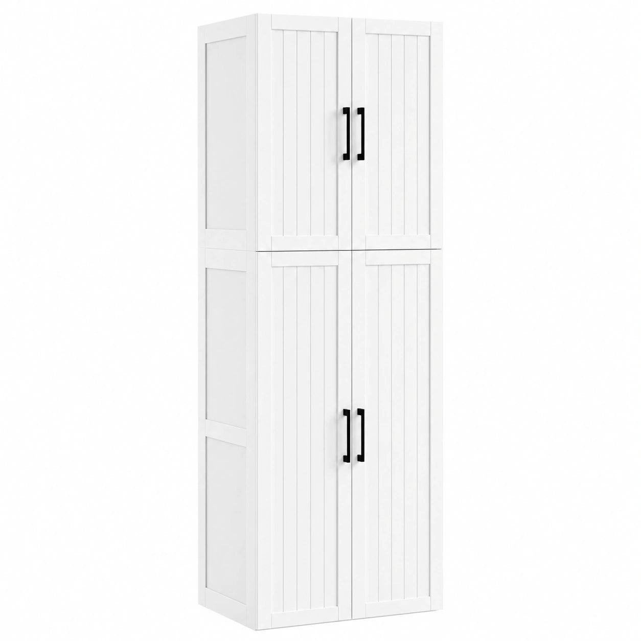 Armoire de Rangement avec Compartiment pour Aspirateur et Étagères Réglables