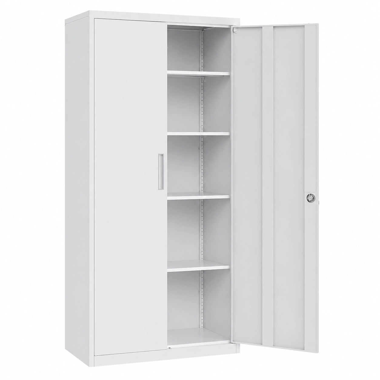Armoire de Rangement en Acier Gris Mat avec Étagères Réglables