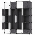Armoire de Rangement Portable à 20 Cubes avec Étagères et Tiges pour Vêtements