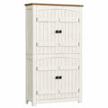 Armoire de Rangement avec Portes de Grange, Style Fermier, Étagères Réglables, Marron Rustique et Blanc