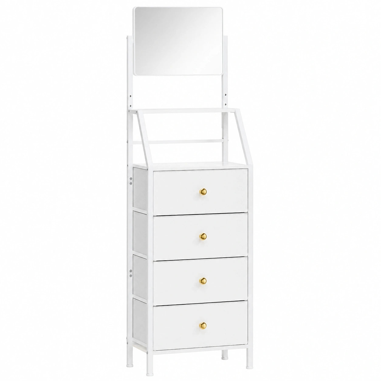 Commode Haute avec Tiroirs et Miroir Ajustable pour Intérieur