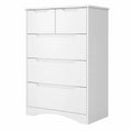 Commode blanche à cinq tiroirs avec poignées dissimulées