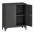 Armoire de Bureau Métallique à 2 Niveaux avec Portes Verrouillables, Rangement pour Domicile et Garage, Noir