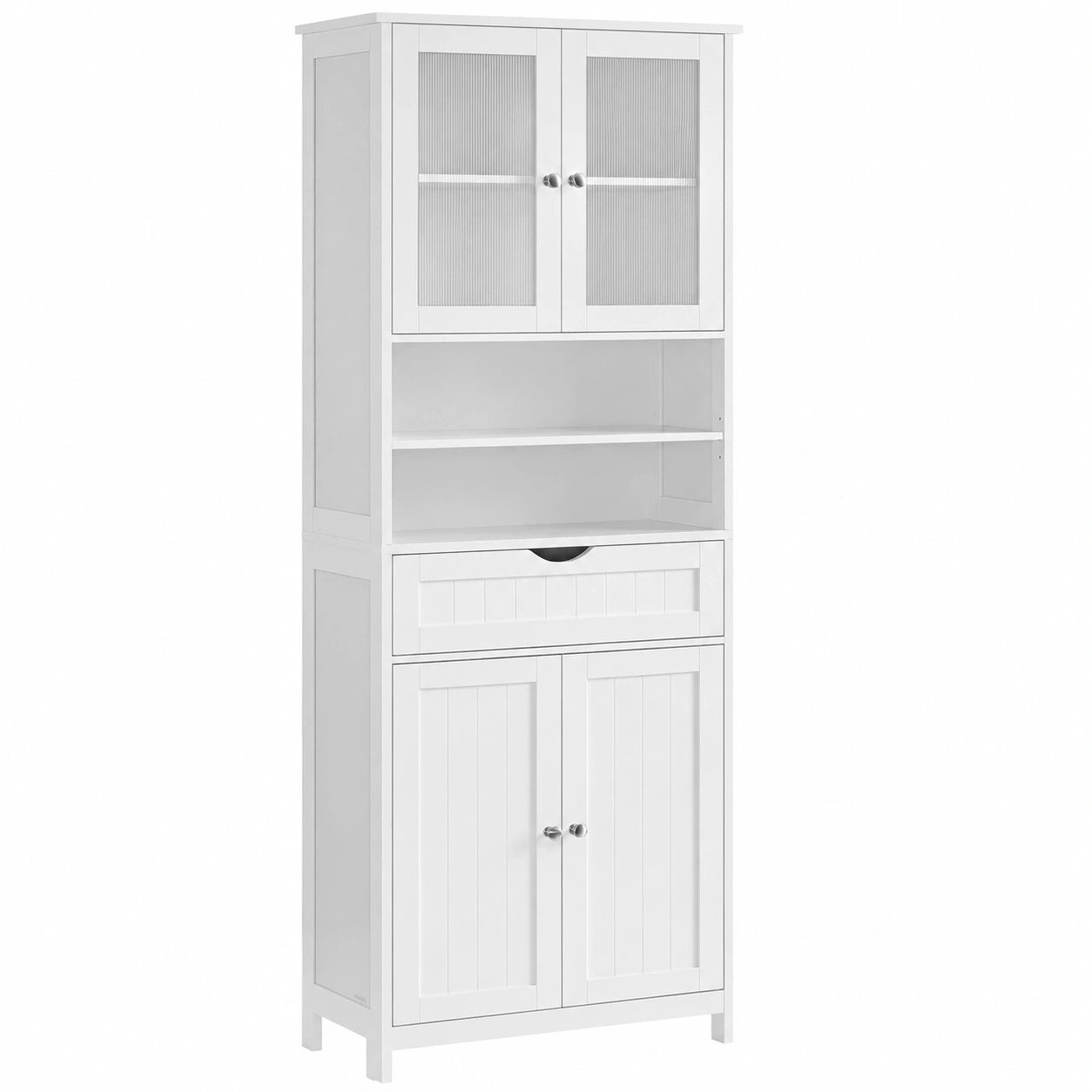 Armoire de rangement avec étagères réglables et tiroir blanc