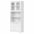 Armoire Haute de Salle de Bain avec Étagères Réglables et Portes en Verre