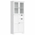 Armoire de Salle de Bain Moderne avec Portes Vitrées et Tiroirs