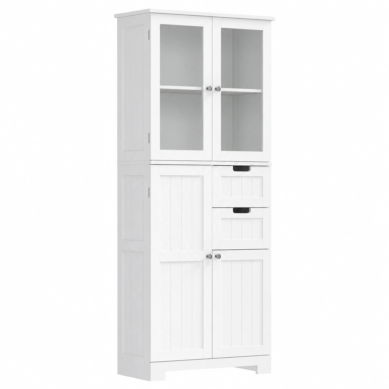 Armoire de Salle de Bain Moderne avec Portes Vitrées et Tiroirs