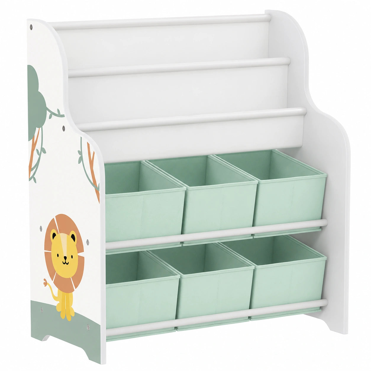 Commode de Rangement pour Enfants avec Étagères et Tiroirs en Tissu, Idéale pour Chambre ou Salle de Jeux, Vert