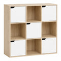 Étagère de Rangement en Bois 9 Cubes avec Portes et Niches Ouvertes Moderne